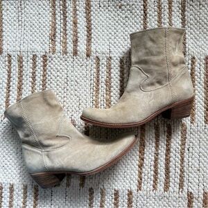 Alberto Fermani Slouchy Western Tan Suede Leather Ankle Boots 9.5